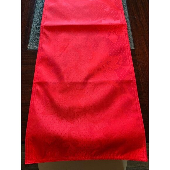 Red Poinsettia Table Runner 13" X 72" Christmas Holiday Dining Family Mainstays - Picture 9 of 9